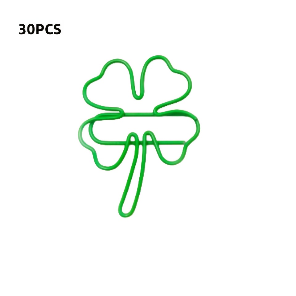 Binder Clip Assorted - 20/30/40pcs green four-leaf clover paper clip-creative