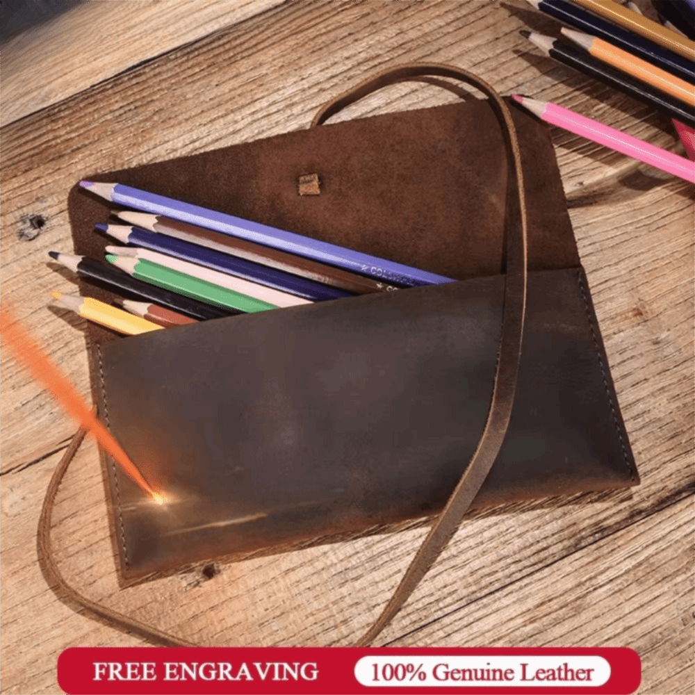 Retro Leather Leather Pencil C - Pen Pouch Roll 评论和价格